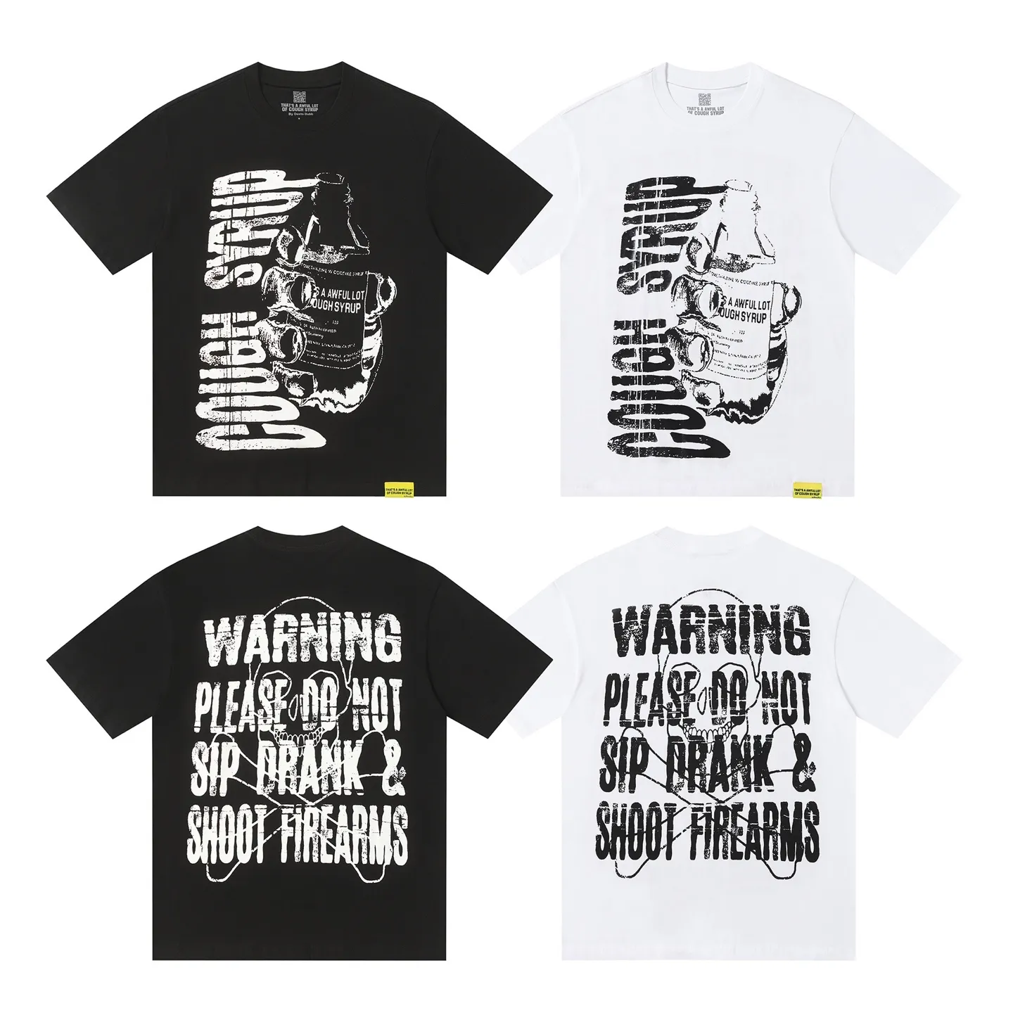 # ｜ THAT'S A AWFUL LOT OF COUGH SYRUP In Stock Real shot American simple trendy brand loose casual T-shirt Fabric (fabric): 32 counts Weight combed double yarn pure cotton Sizes (size): S-M L X L Color (colour): White, Black
